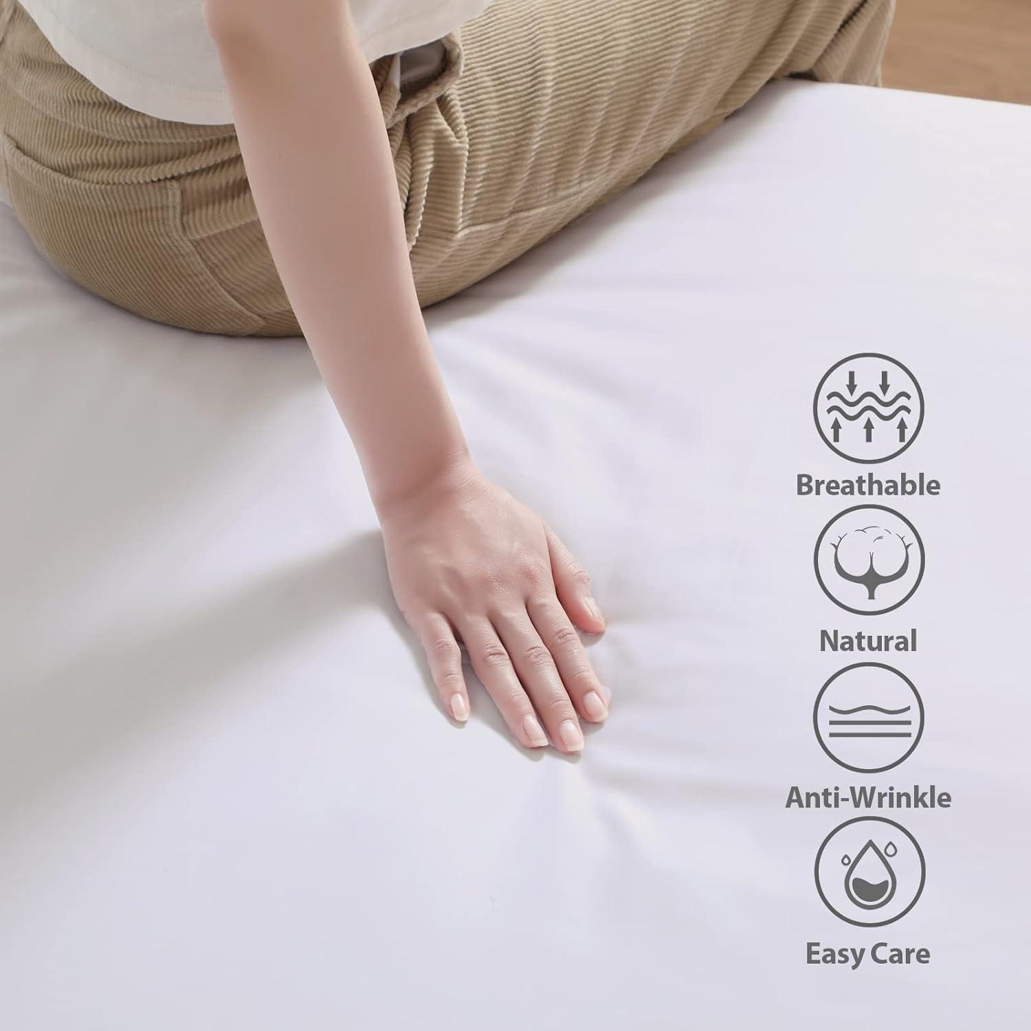 King Size 100% Egyptian Cotton Fitted Sheets 600 Thread Count 16" Deep Pocket, Ultra-Soft Hotel Luxury, Durable, Breathable and Comfy Bottom Sheet (1 Pack King Fitted Sheet, White)