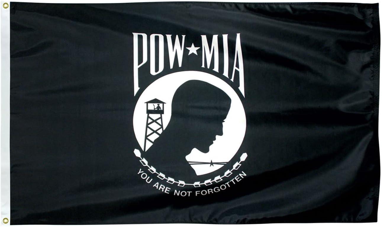 POW MIA 3x5 Nylon Flag - Double Sided and Embroidered - All Weather, Durable, Outdoor Nylon Flag - Front Line Flags