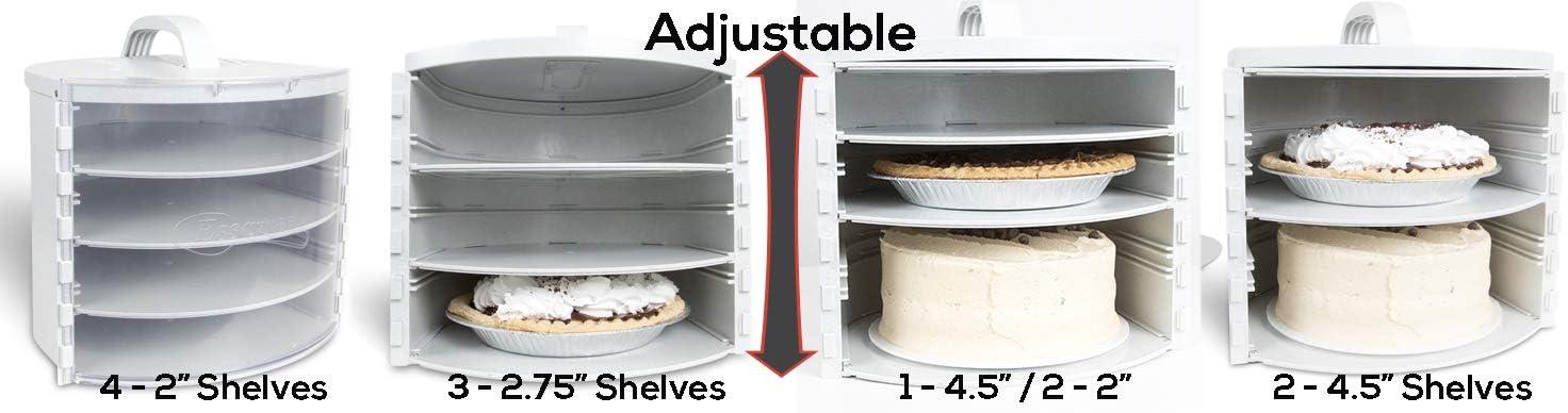 Clear BPA-Free Round Pie and Cake Storage Box with Adjustable Shelves