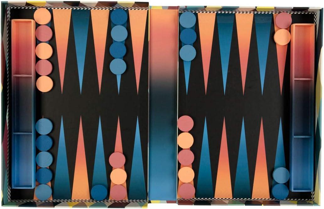 Elegant Multicolor Hardcover Backgammon Set with Wooden Pieces