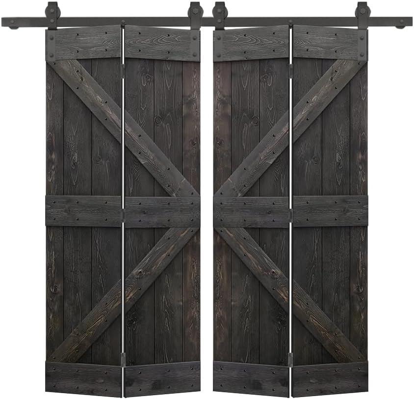 Calhome 84'' Solid Wood Barn Doors Painted without Installation Hardware Kit Barn Door