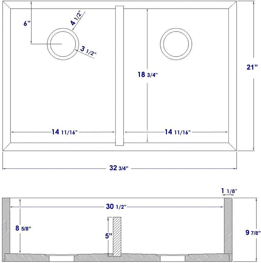 32.63'' L Farmhouse / Apron Double Bowl Bamboo Kitchen Sink