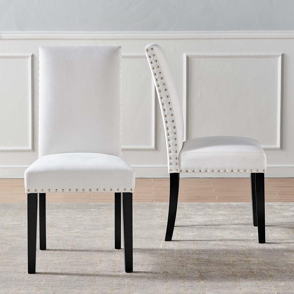 Modway Silver Orchid Lind Velvet Nailhead Trim Dining Side Chairs