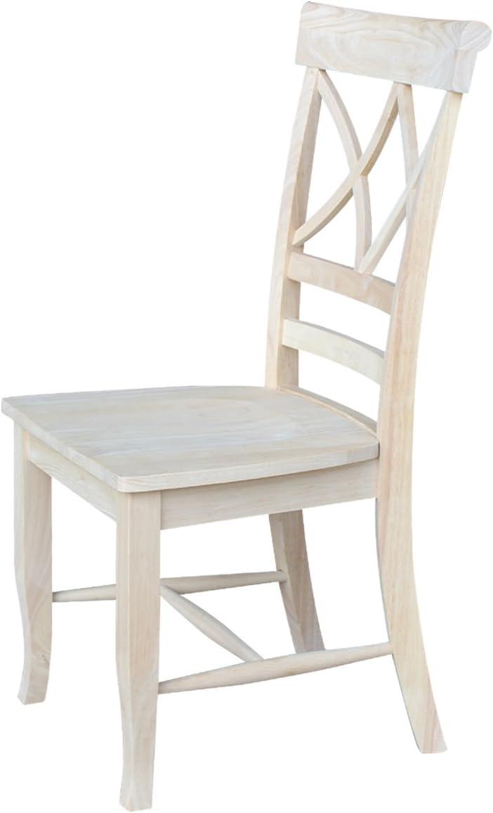 Set of Two White Wood Lattice Dining Chairs