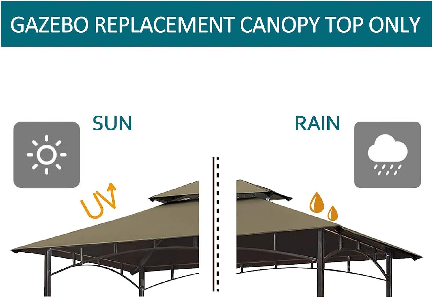 Khaki Double Tiered Grill Gazebo Replacement Canopy Top