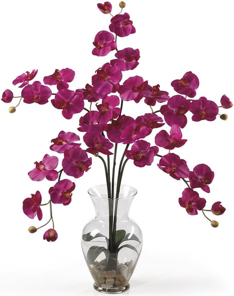 Nearly Natural Phalaenopsis Liquid Illusion Silk Flower Arrangement, Beauty