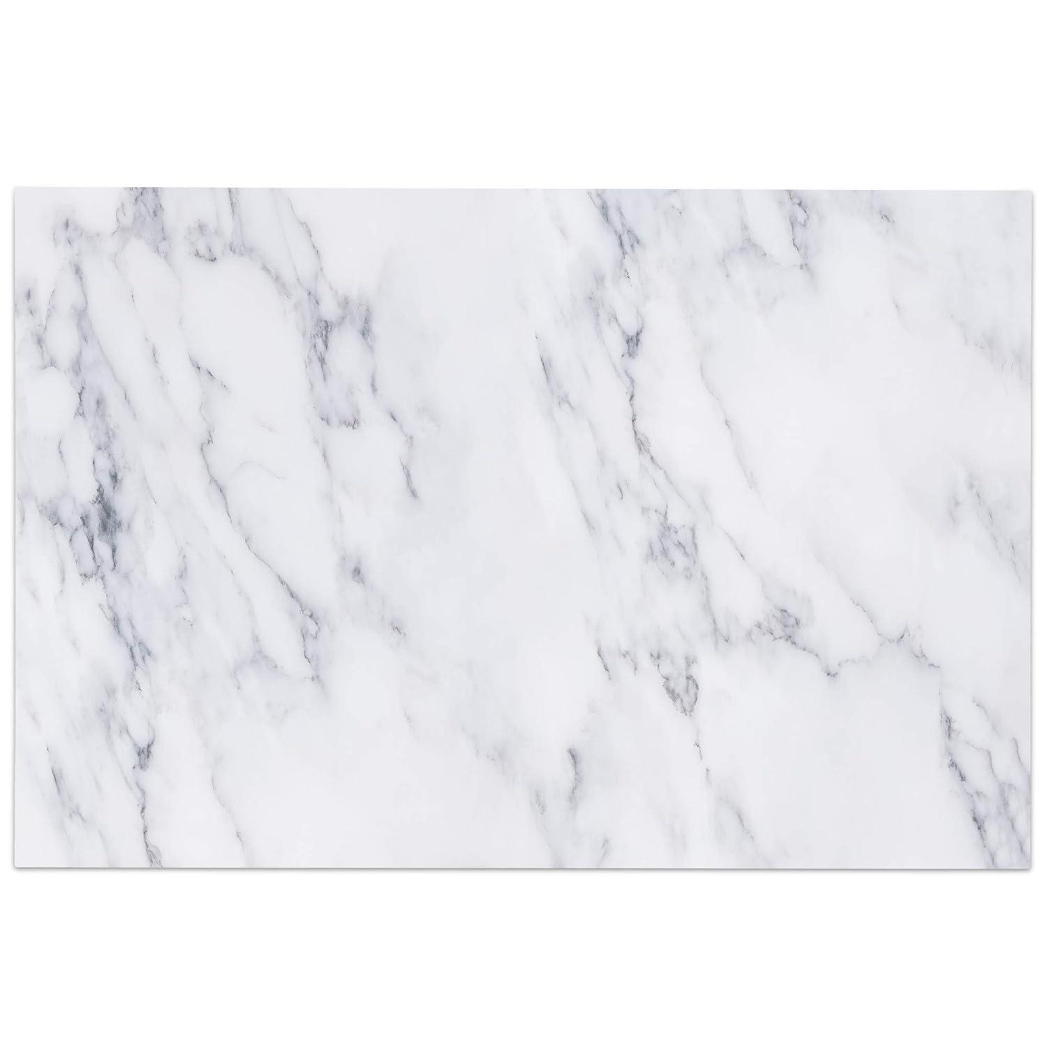 Navaris Magnetic Dry Erase Board - 24 x 36 inches Decorative White Board for Wall with Printed Design, Includes 5 Magnets and Marker - White Marble