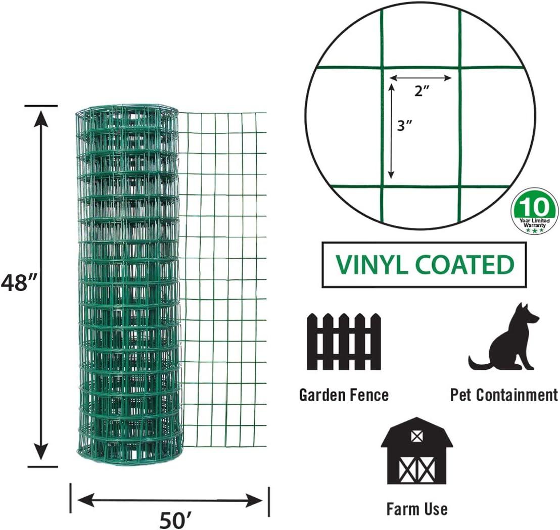 Green Vinyl Coated 48" x 50' Welded Wire Fence