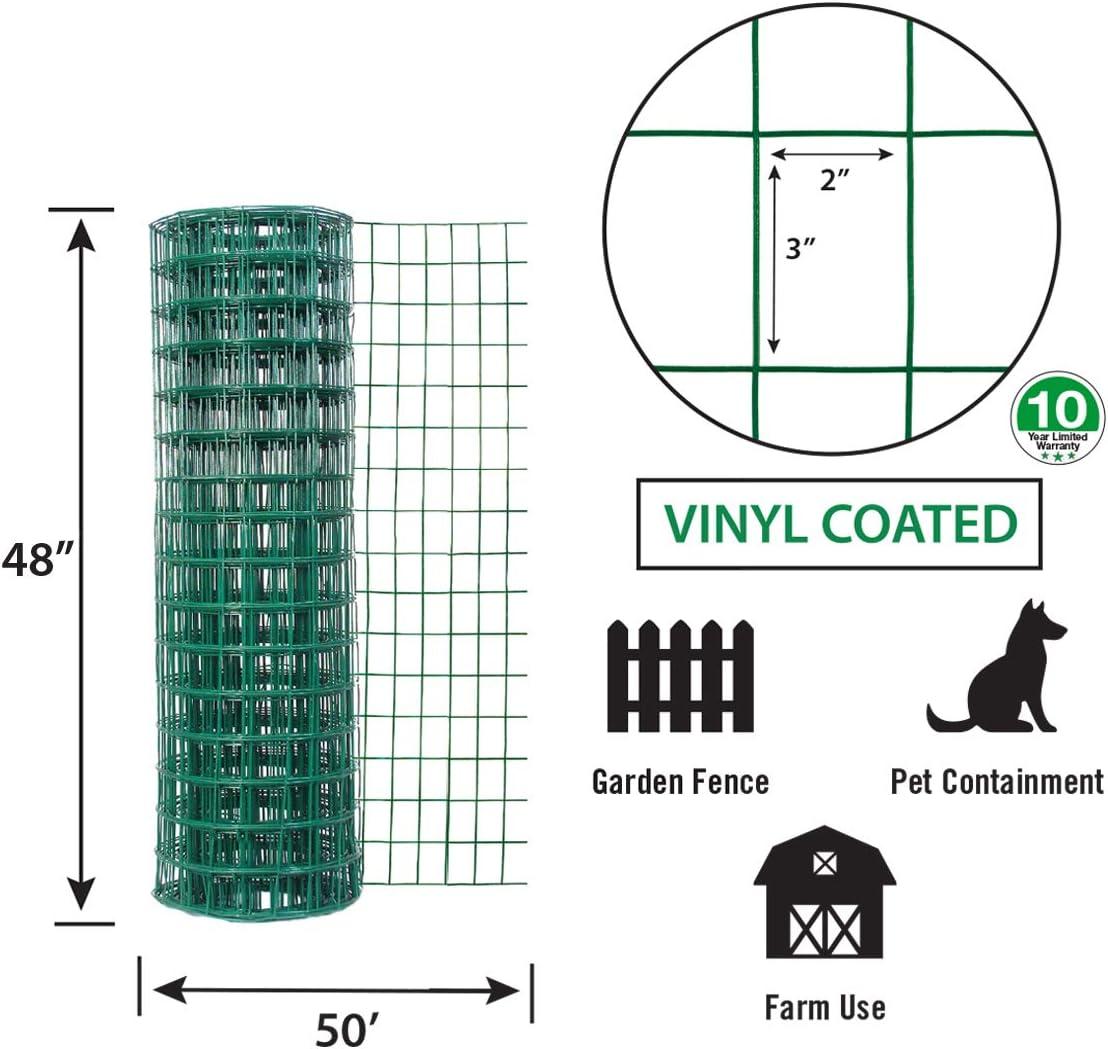 Garden Zone Green Vinyl Coated 48 in. H x 50 ft. L Steel Fence