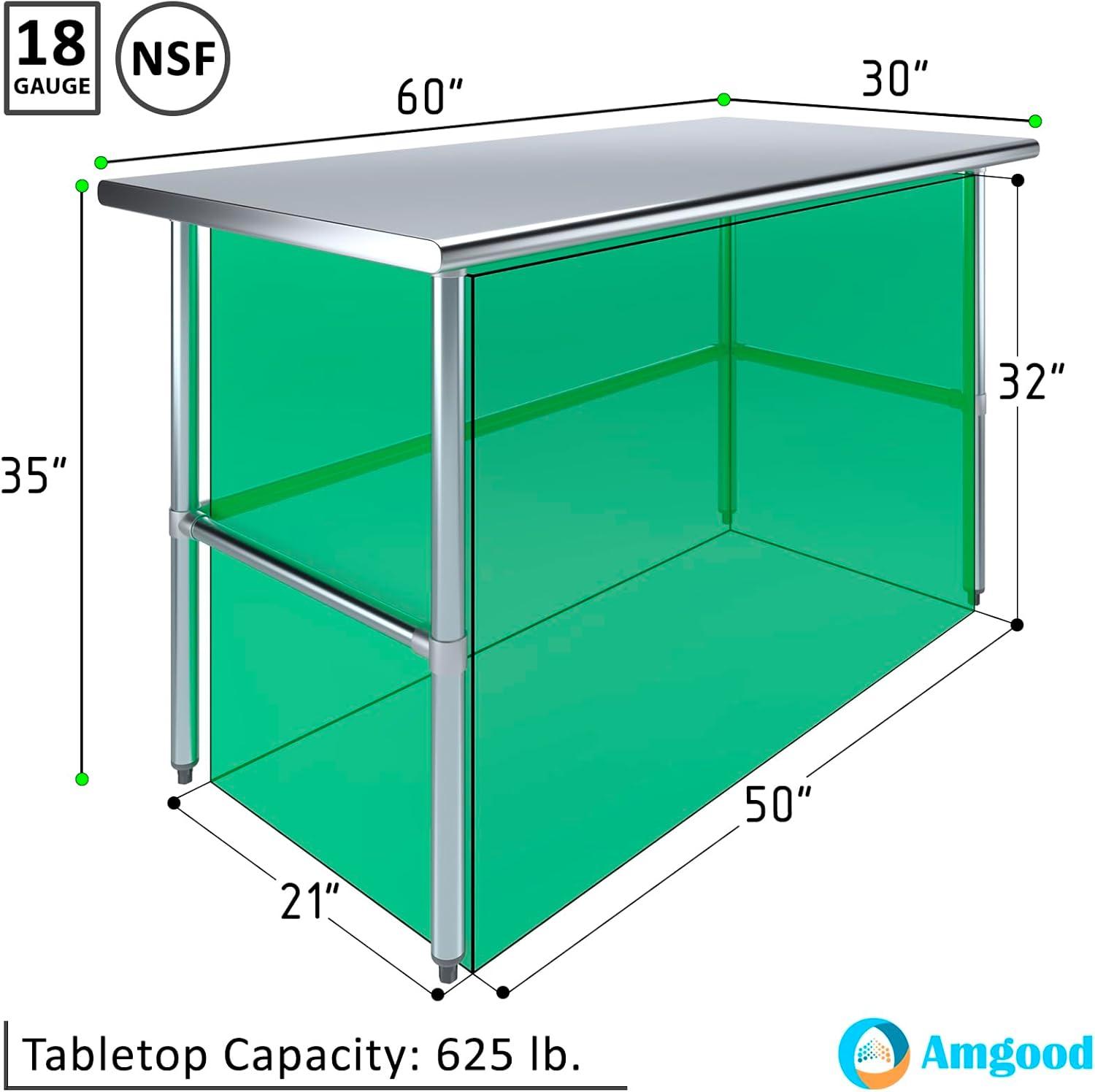 Amgood Stainless Steel Open Base Work Table