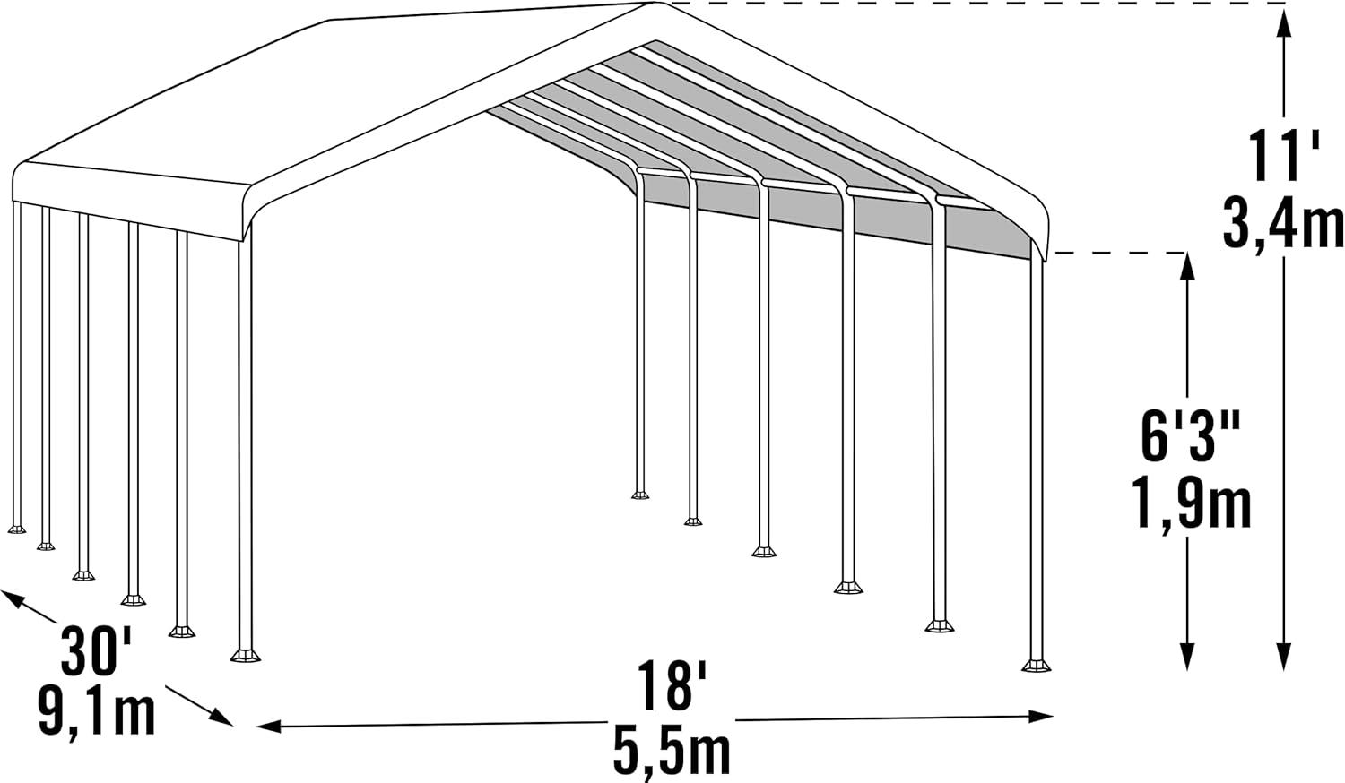 ShelterLogic Super Max 18' W x 30' D Canopy