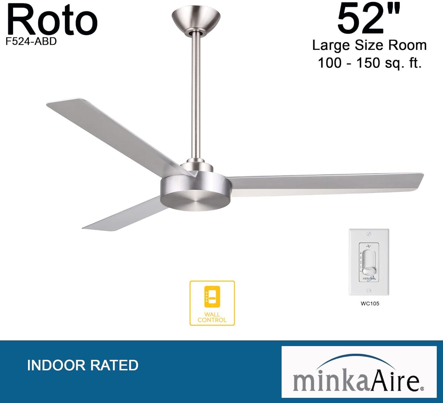 52" Roto 3 - Blade Propeller Ceiling Fan with Wall Control