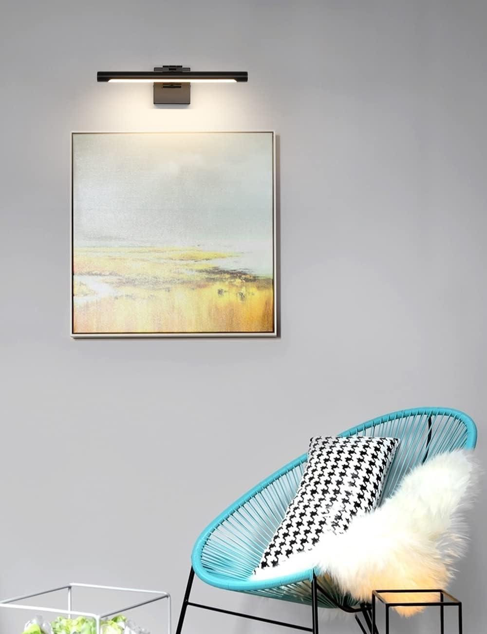 Joosenhouse LED Picture Lights for Paintings Bronze Finish 16.53" Long Swing Arm Display Wall Art Light 9W Gallery Hallway Lighting Over Pictures,Hardwired Connection 3000K,Non-Dimmable