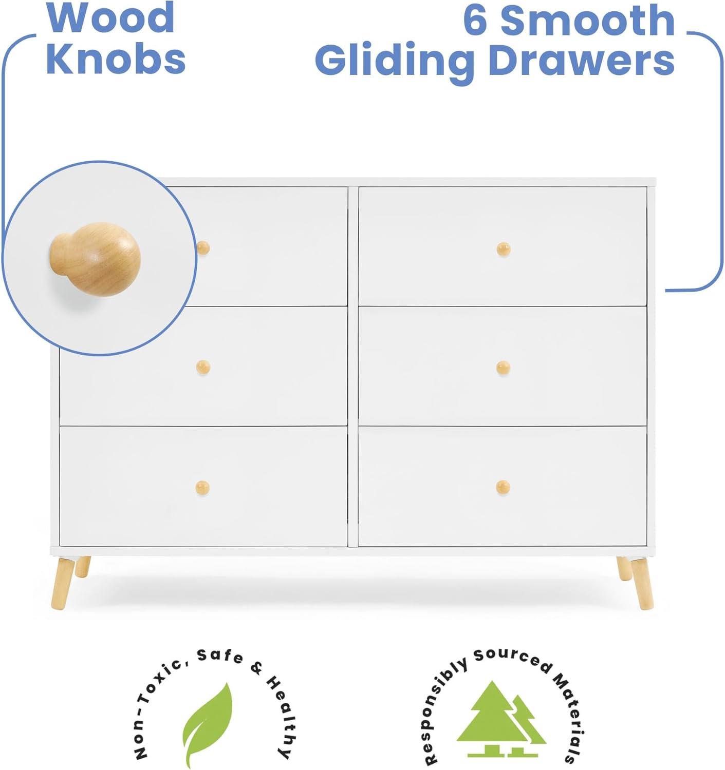 Bianca White and Natural 6-Drawer Nursery Dresser