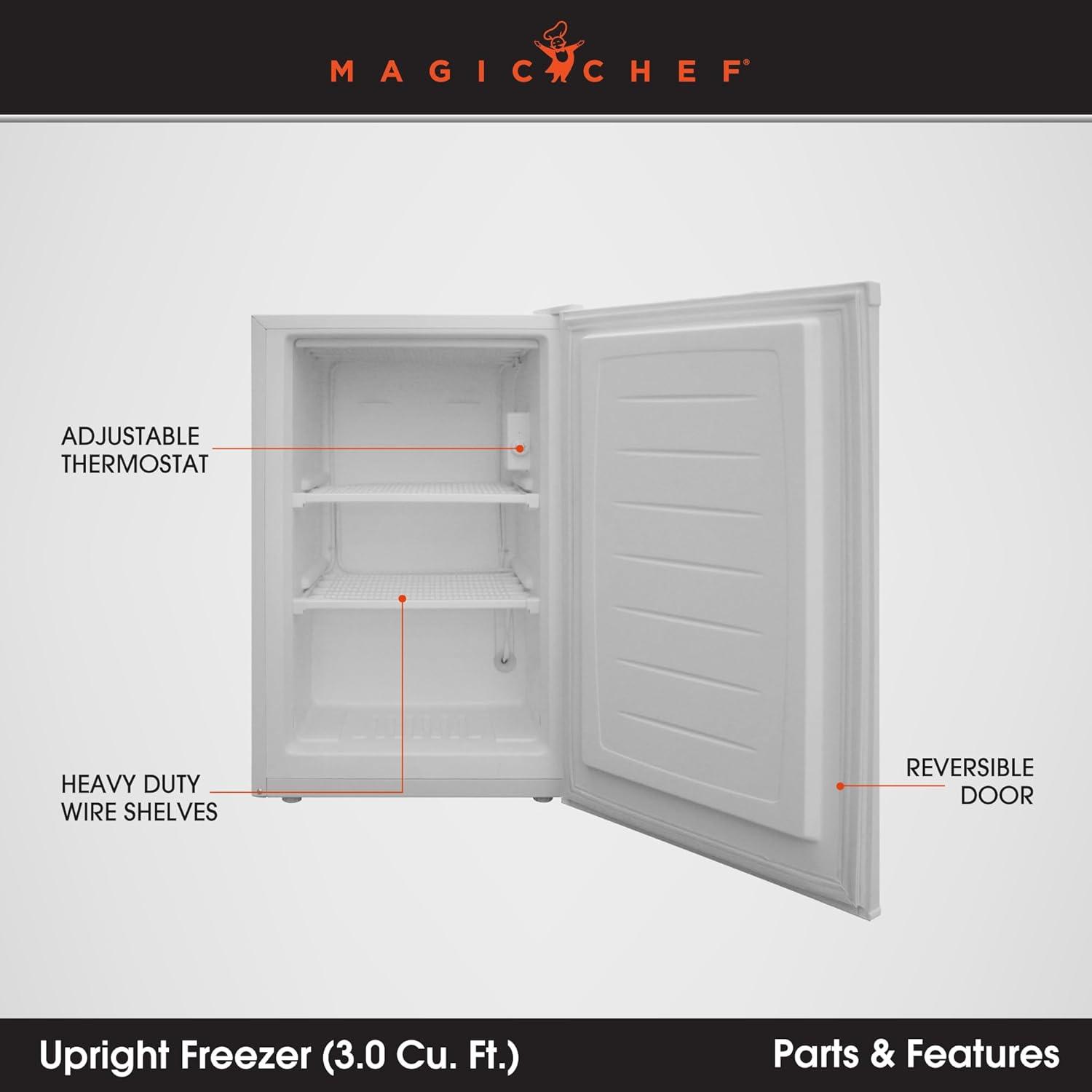 Magic Chef 3.0 Cu ft Upright Freezer, White (MCUF3W2)