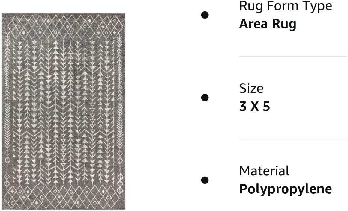 Ziri Moroccan Geometric Grey/Cream 3' x 5' Synthetic Area Rug