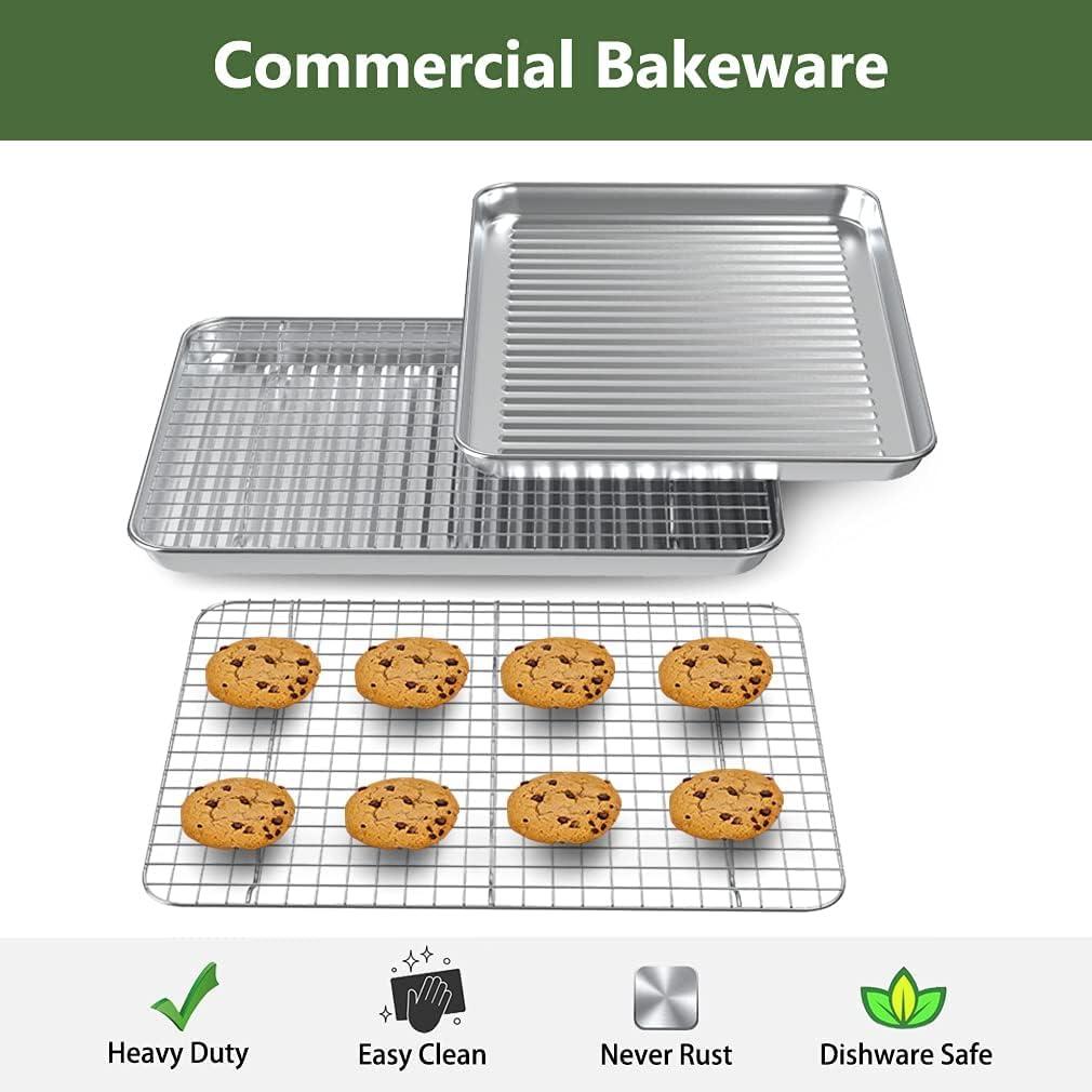 APPENIN WINTER PARK CORP Baking Sheet With Rack Set (2 Pans + 2 Racks), Stainless Steel Cookie Sheet With Cooling Rack, Nonstick Baking Pan, Warp Resistant & Heavy Duty & Rust Free, Size 16 X 12 X 1 Inches