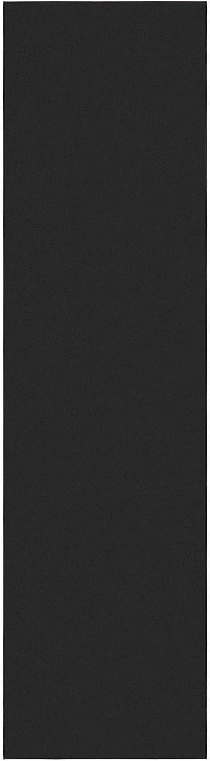 Ottomanson Machine Washable Non-Slip Rubberback Modern Solid 3x10 Indoor Runner Rug, 2'7" x 9'10", Black