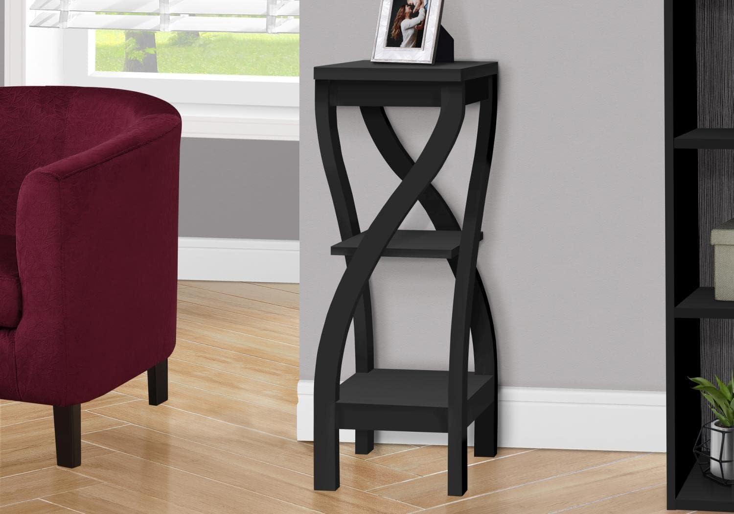 Monarch Specialties Accent Table Side End Plant Stand Square Living Room Bedroom Laminate Black Transitional