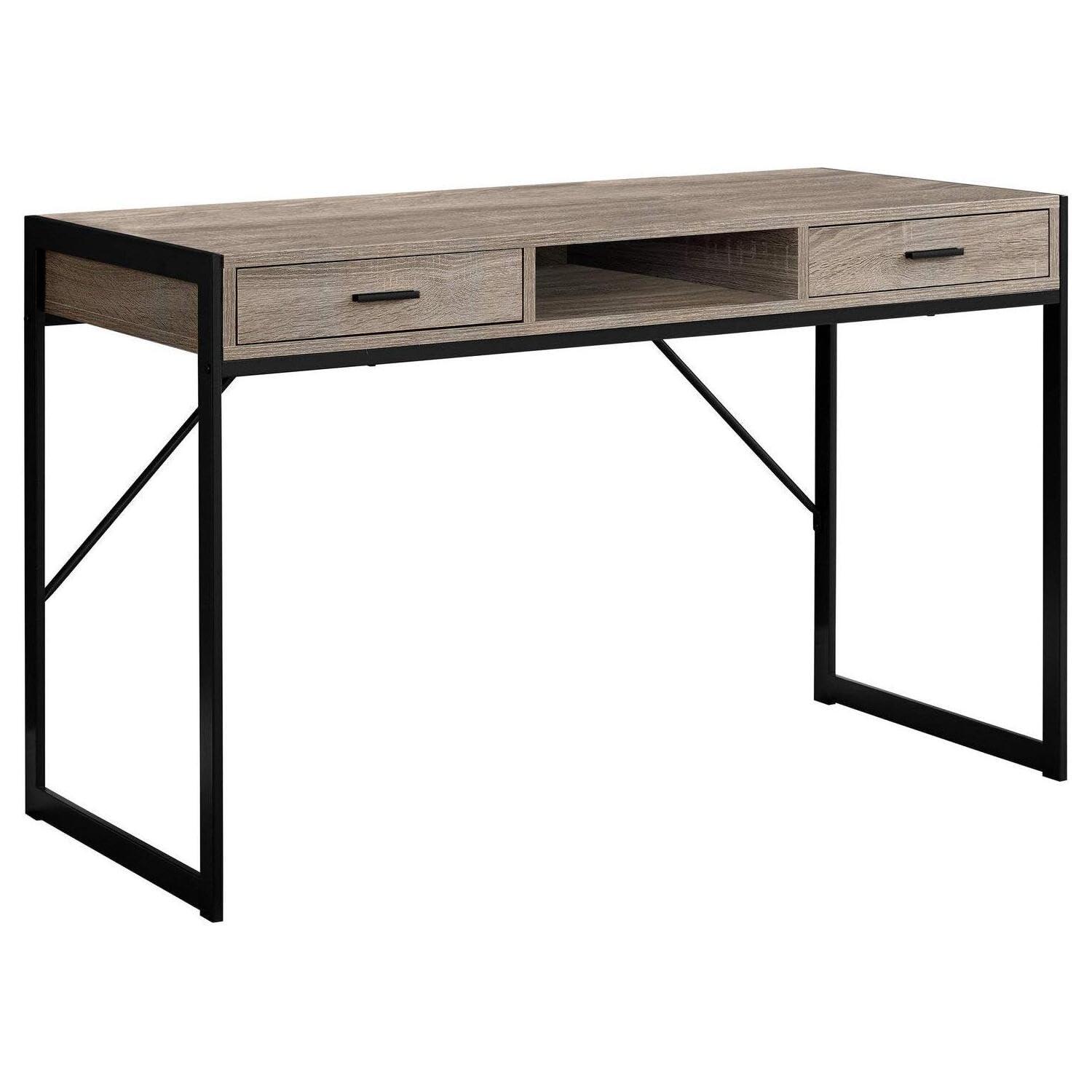 Monarch Specialties Computer Desk Home Office Laptop Storage Drawers 48InchL Work Metal Laminate White Grey Contemporary Modern