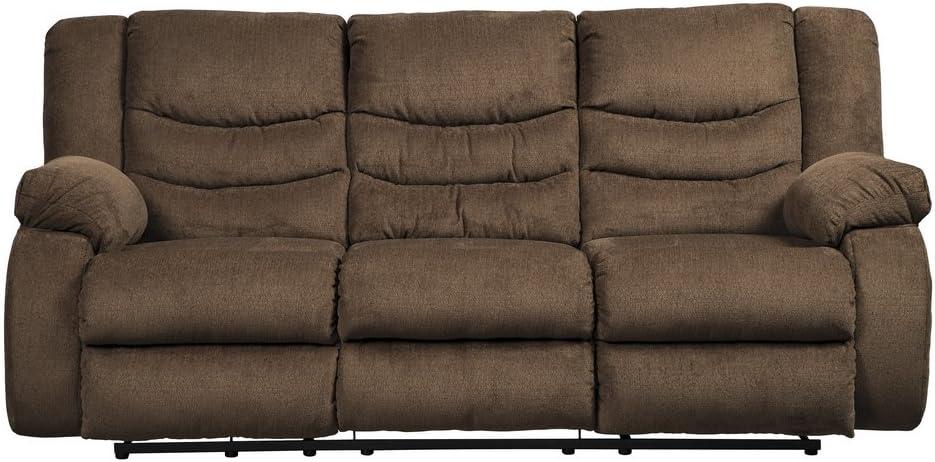 Chocolate Brown Fabric Manual Reclining Sofa with Pillow-top Arms