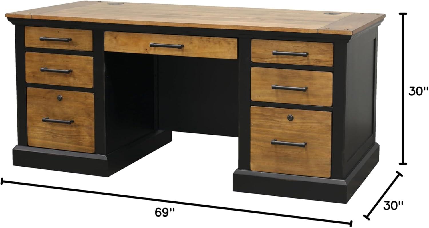 Martin Furniture Toulouse Wood Executive Desk Writing Table Office Desk Black