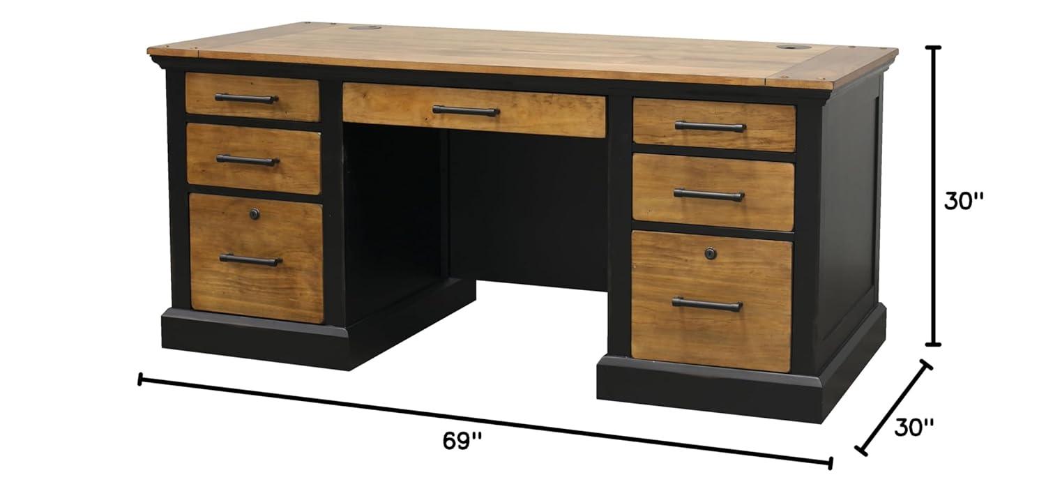 Martin Furniture Toulouse Wood Executive Desk Writing Table Office Desk Black