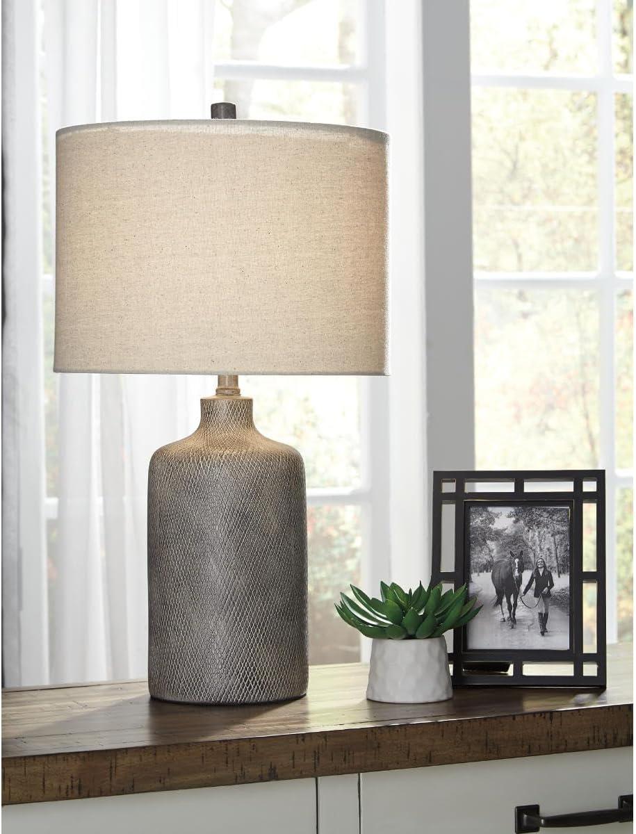 Signature Design by Ashley Linus Table Lamp Antique Black: Ceramic Base, Polyester Shade, UL Listed, 3-Way Switch
