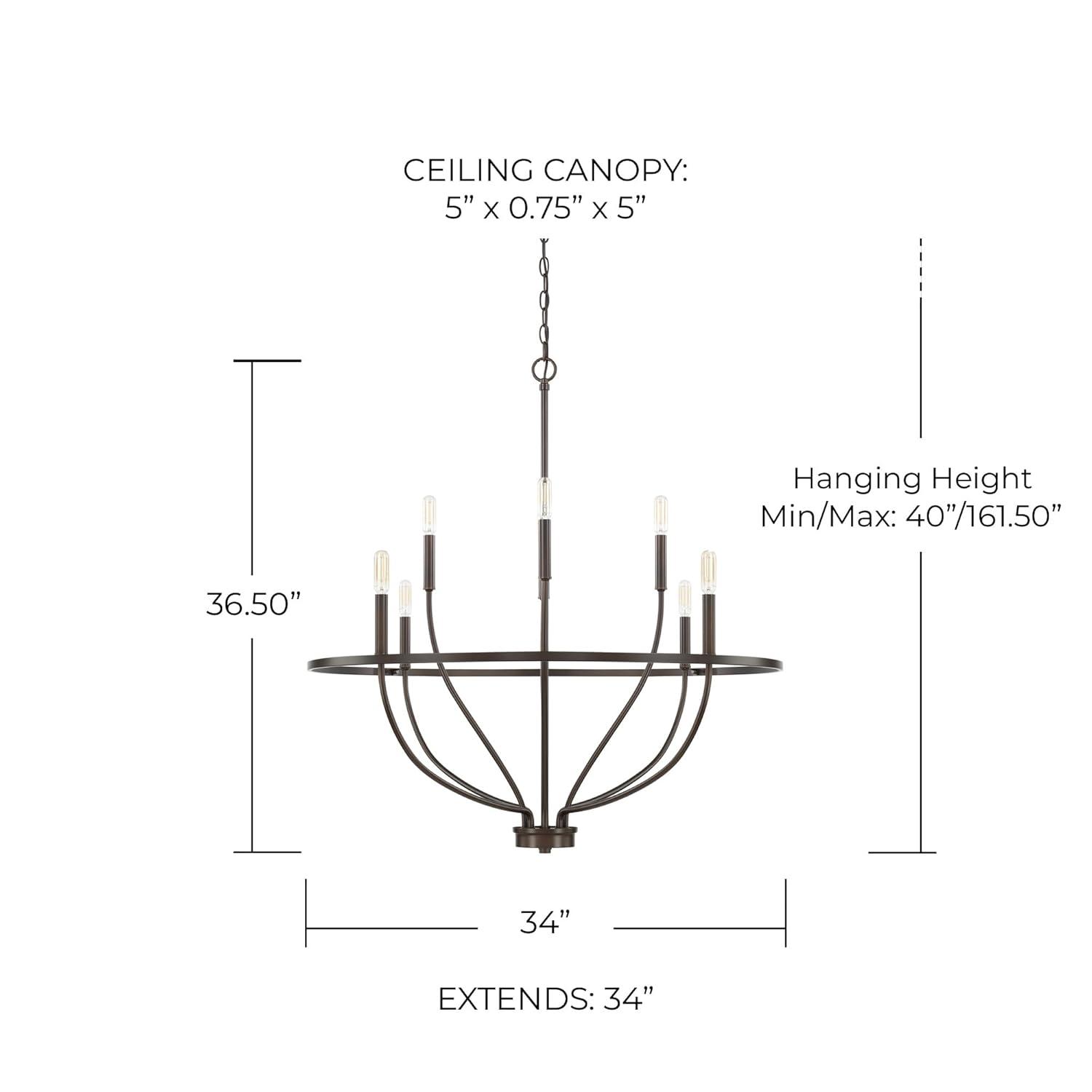 Capital Lighting 428581 Greyson 8 Light 34" Wide Taper Candle Chandelier - Black