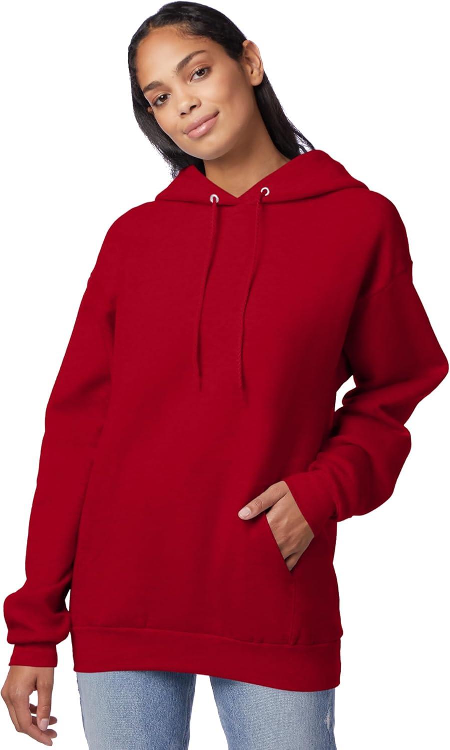 Hanes EcoSmart Men's Fleece Hoodie Deep Red S