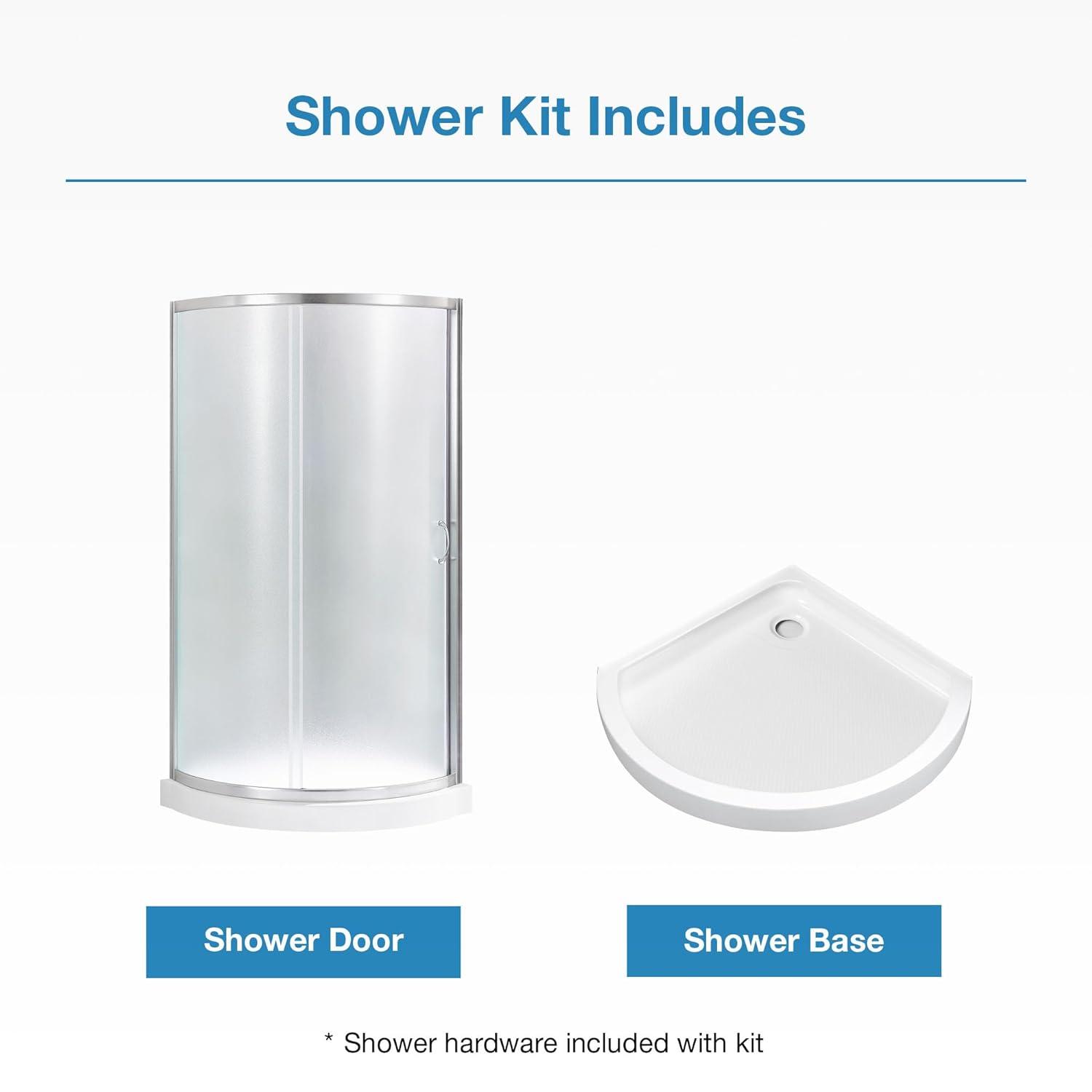 Ove Decors OVE Decors Breeze Premium 33 in. Round Shower Kit w/ Frosted, Base in Chrome Finish BREEZE 32 FROSTED GLASS KIT