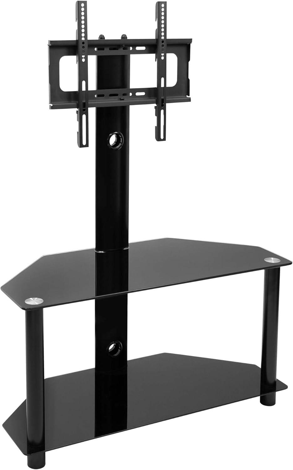 Mount-it Mount-It! Height Adjustable Floor TV Stand with Mount and Tempered Glass Shelves | Fits 32 - 55 in.