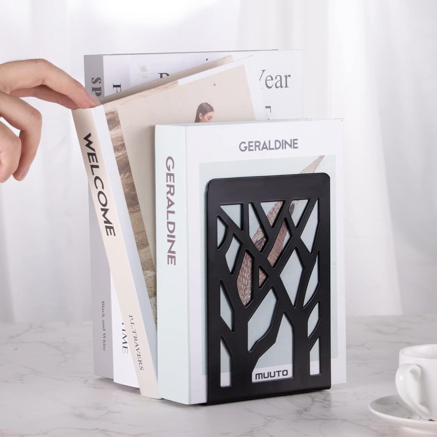 Book Ends, Bookends, Book Ends for Shelves, Bookends for Shelves, Bookend, Book Ends for Heavy Books, Book Shelf Holder Home Decorative, Metal Bookends Black 1 Pair, Bookend Supports, Book Stoppers