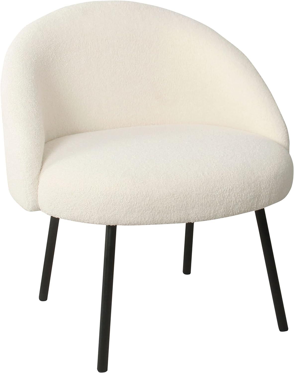 Sleek Cream Velvet Accent Chair with Matte Black Metal Legs