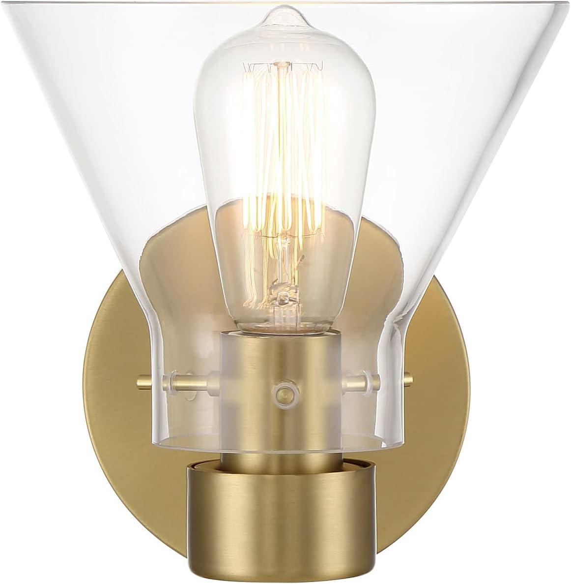 Willow Creek 7.5 inch Brushed Gold Wall Sconce with Clear Glass Shade