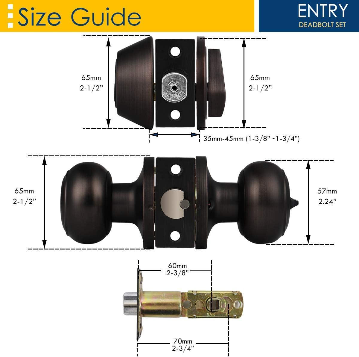 3 Pack Oil Rubbed Bronze Entry Door Knob and Deadbolt Set