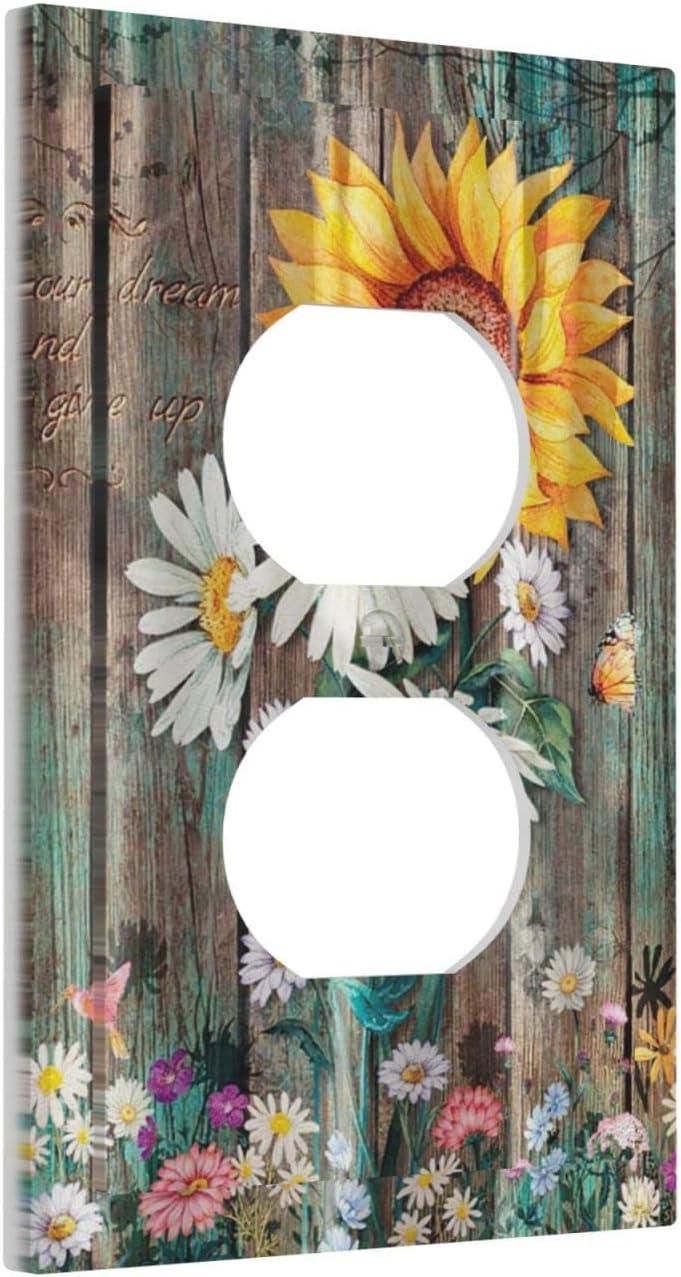 ZICANCN Outlet Covers Wall Plate, Sunflowers Nature Beige Background Light Switch Cover Decorative, Duplex Toggle Combo 1-Gang