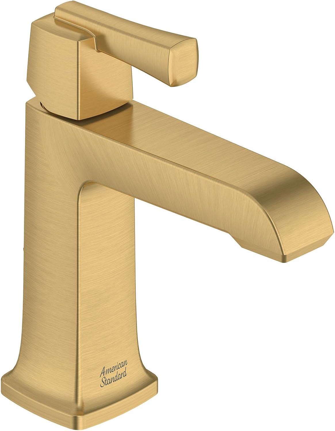 Gold Single-Handle Brass Bathroom Faucet with Lever Handle