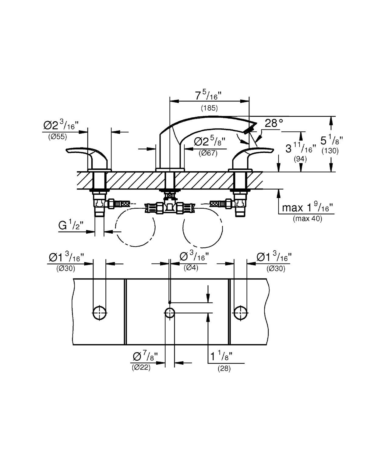 Eurosmart® Widespread Bathroom Faucet