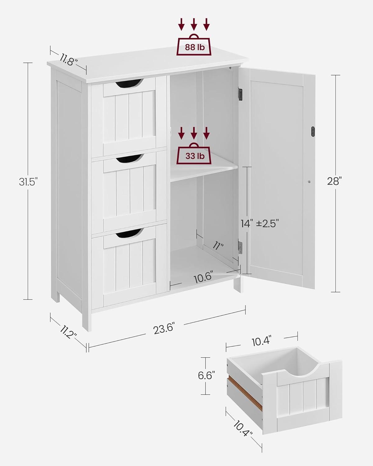 White MDF Living Room Cabinet with Adjustable Shelving