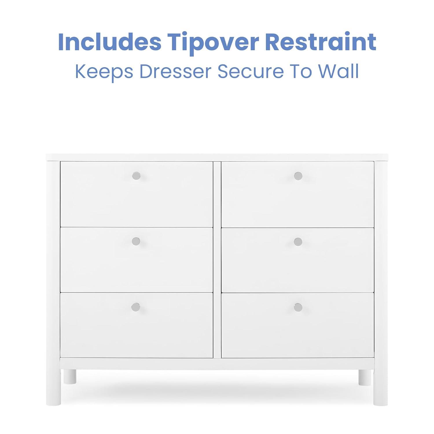 Delta Children Delta Children Brooks 6 Drawer Dresser With Interlocking Drawers (Includes 3 Sets Of Knobs – Choose From Natural, Brushed Nickel & Melted Bronze), Bianca