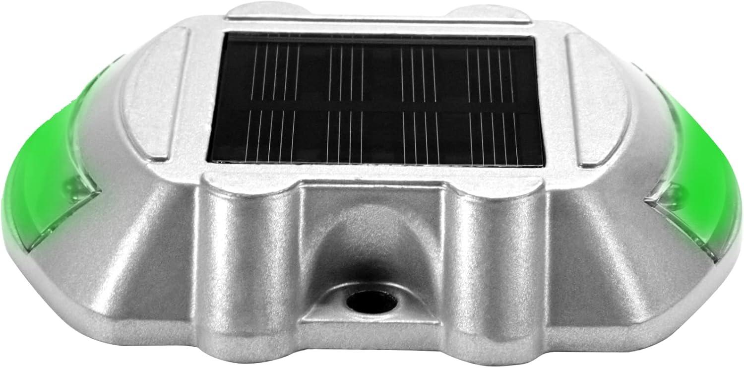 Happybuy Solar Driveway Lights - 8 Pack with Switch Button, Wireless Deck Lights - 6 LEDs for Path, Garden, Walkway & Sidewalk - Bright Green