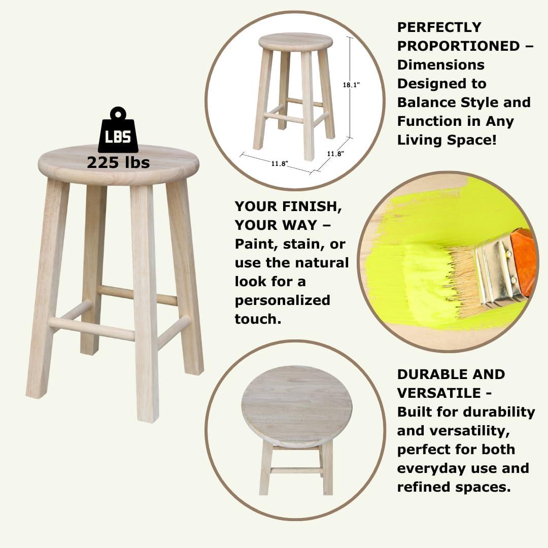 Round Top Barstool Unfinished - International Concepts