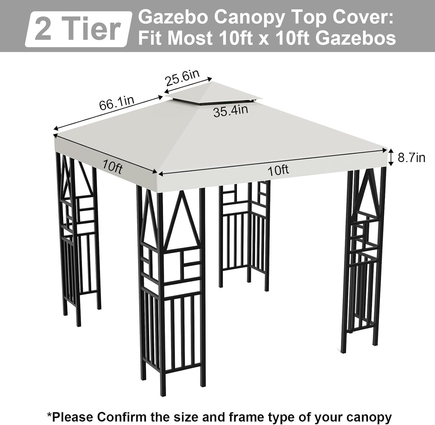 Sunny Replacement Canopy Top Cover for 10'X10' Gazebo Polyester Double Tiers for Outdoor Garden Patio Pavilion Sunshade