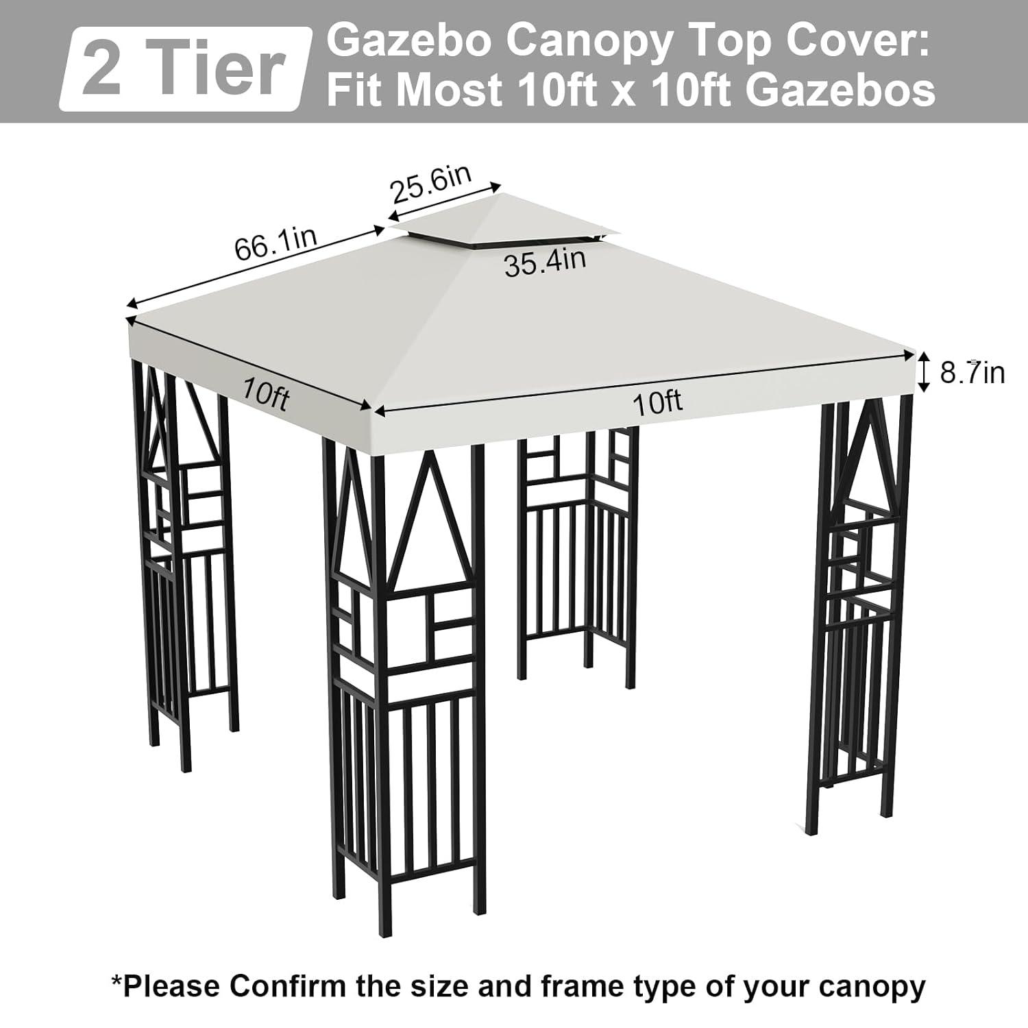 Sunny Replacement Canopy Top Cover for 10'X10' Gazebo Polyester Double Tiers for Outdoor Garden Patio Pavilion Sunshade