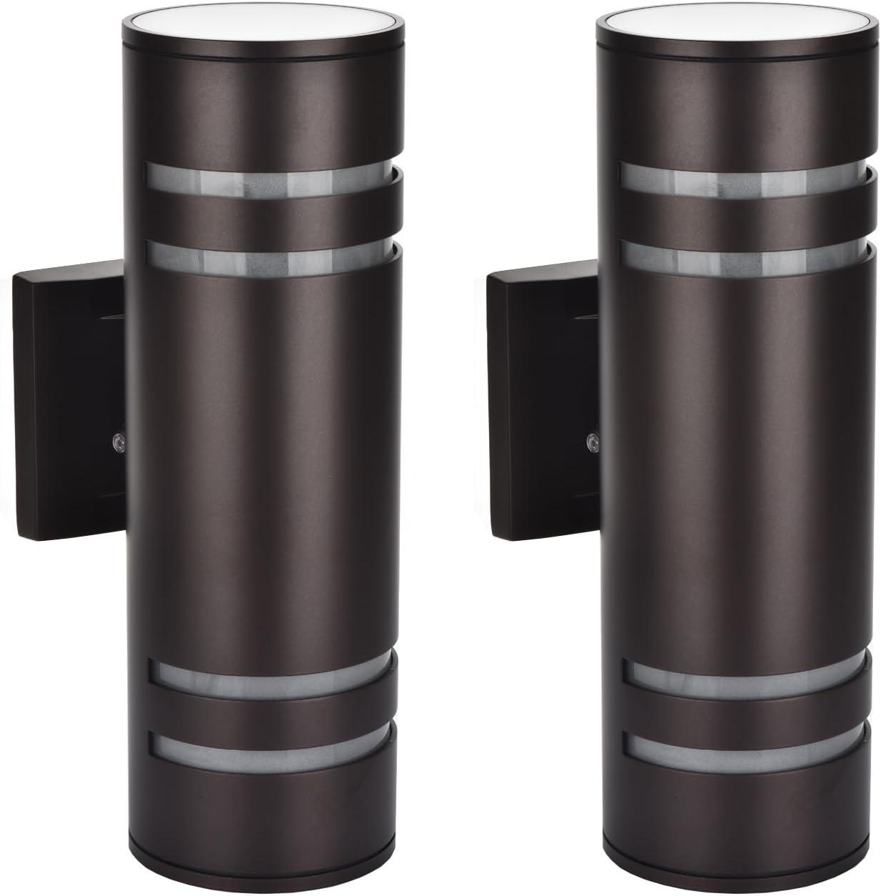 Dusk To Dawn Outdoor Lighting 2 Pack, Modern Outdoor Wall Lights Exterior ETL Listed, Oil Rubbed Bronze Cylinder Outdoor Sconce Lights, Waterproof Outside Lights For House Porch Garage