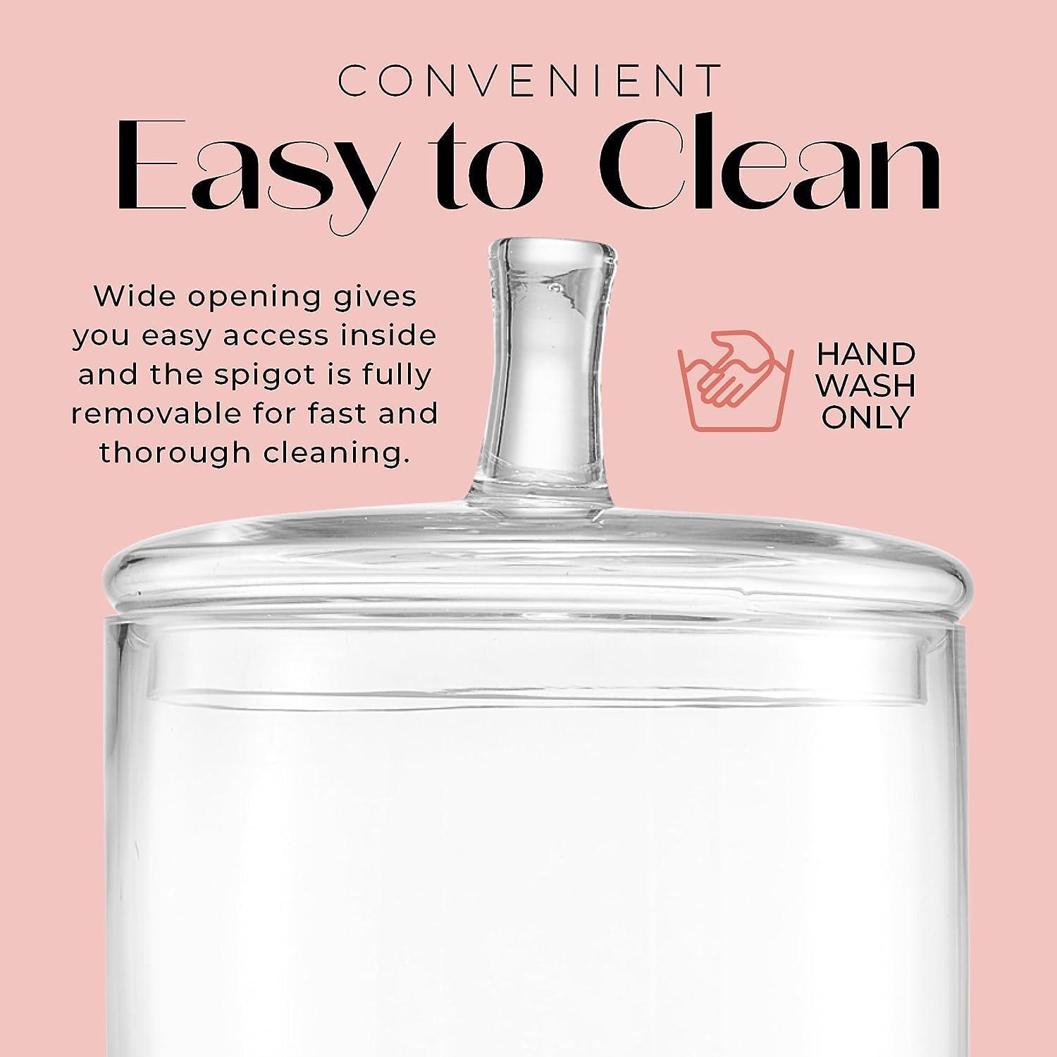 Clear Glass Beverage Dispenser with Metal Stand and Lid, 2.5 Gallons