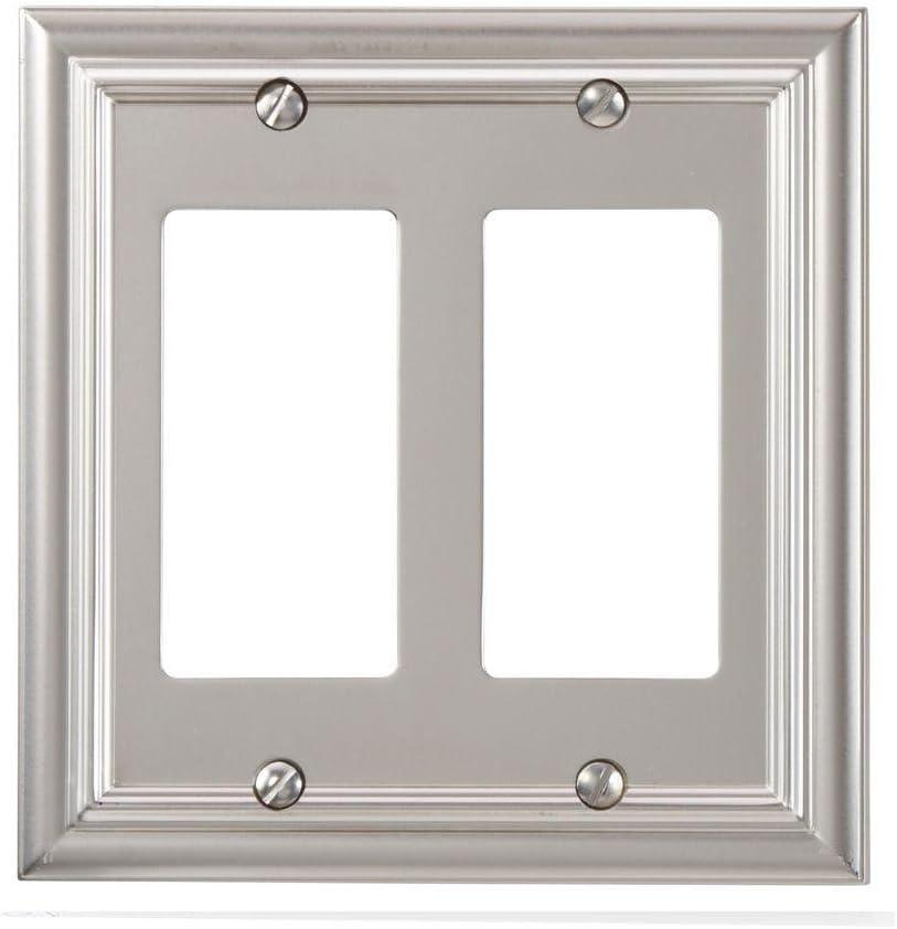 Amerelle 94RRN Continental Wallplate, 2 Rocker, Cast Metal, Satin Nickel, 1-Pack