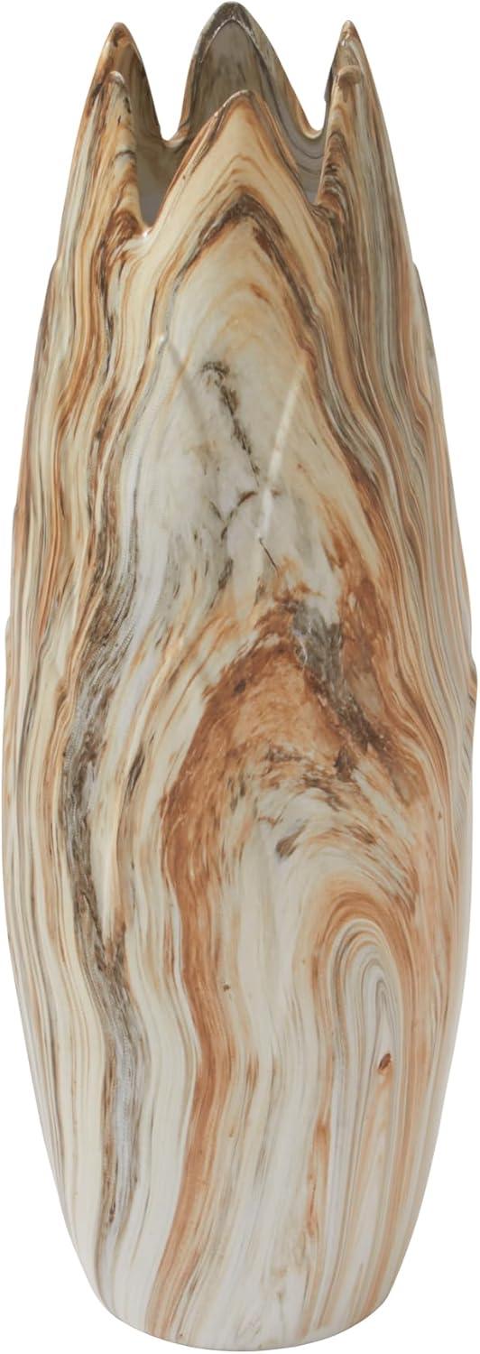 Beige Marbled Ceramic Organic-Shaped Table Vase