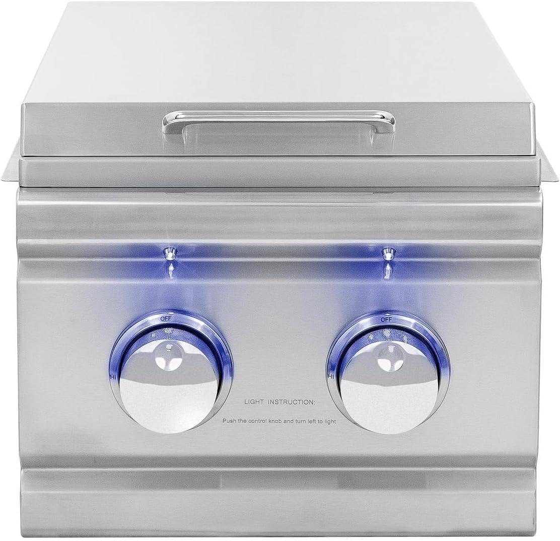 Stainless Steel Natural Gas Double Side Burner with LED Illumination